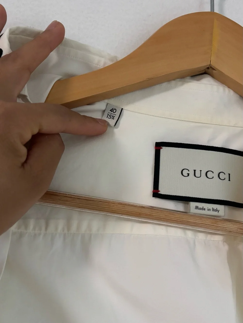 Gucci Men’s Button-Down Shirt with Embroidered Tiger Collar